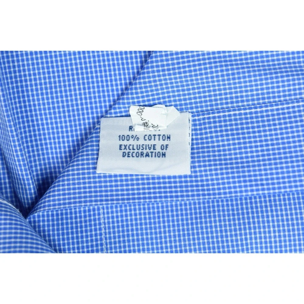 Polo Ralph Lauren Shirt Mens 16.5 Blue Check Long Sleeve Button-Up Slim Fit